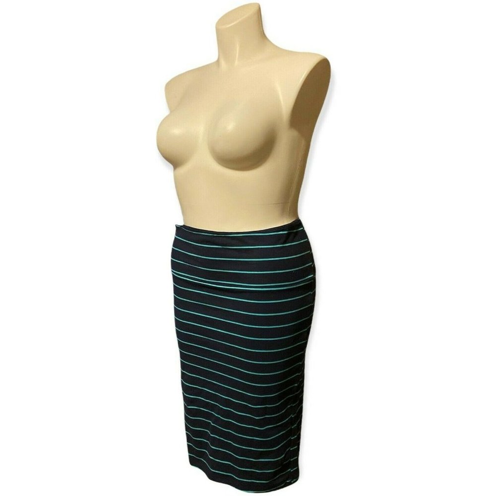 Torrid Green and Black Striped Jersey Pencil Skirt Size 2